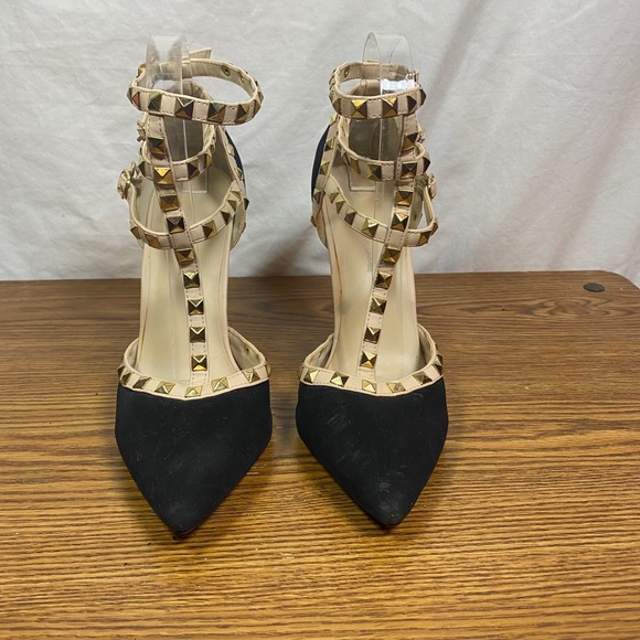 Studded T-Strap Heels Pointed Toe Stiletto Party Shoes Wild Diva Size 8.5 - Picture 2 of 6